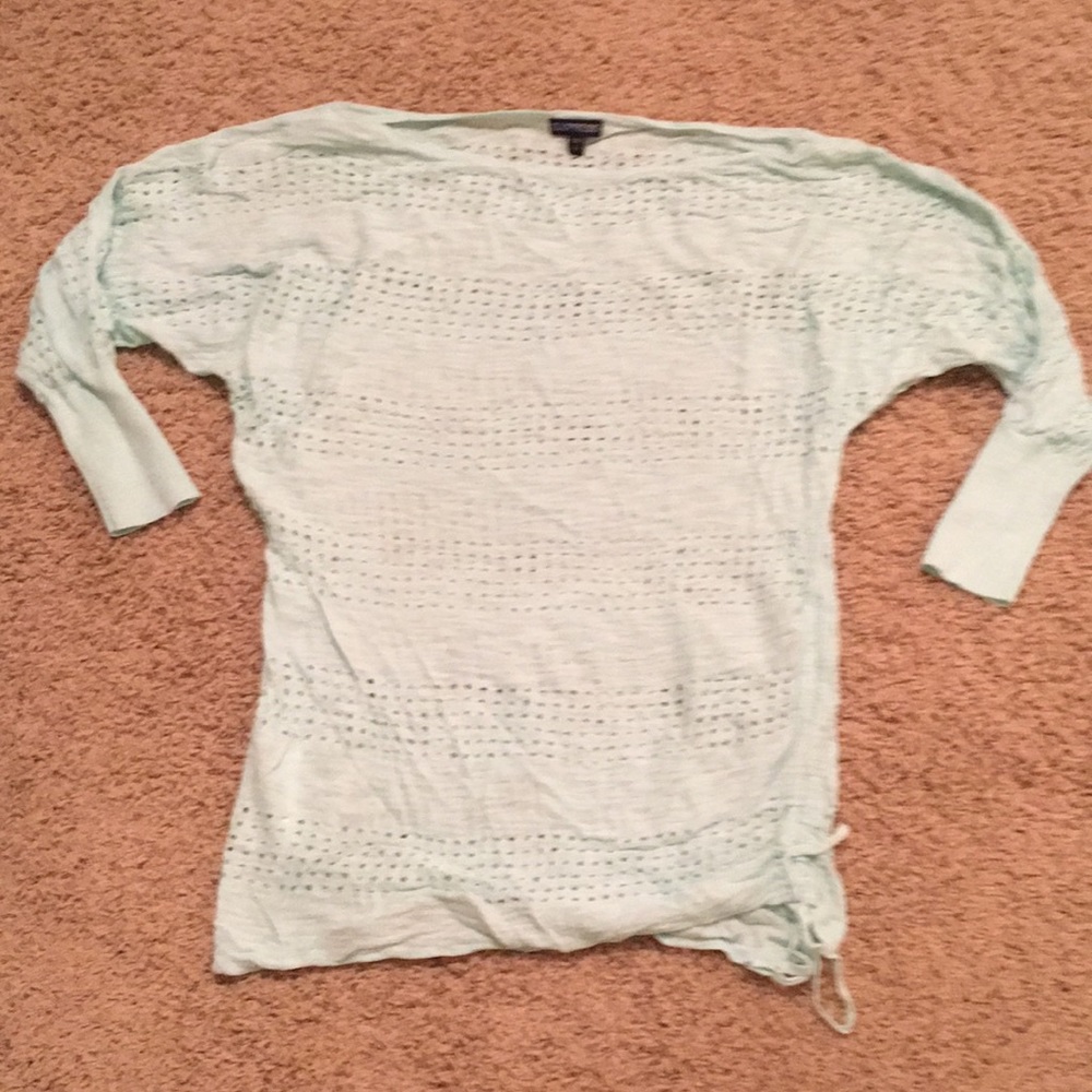 Mint eyelet striped sweater